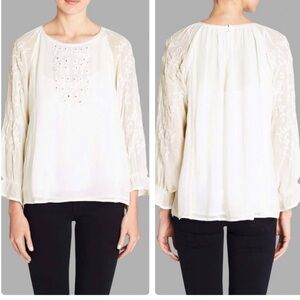 Joie‎ Metta White Embroidered Blouse Size Small